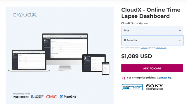 CLOUD X [PLUS]   [(12)] Month subscription Subscription for Cam-Do time-lapse systems