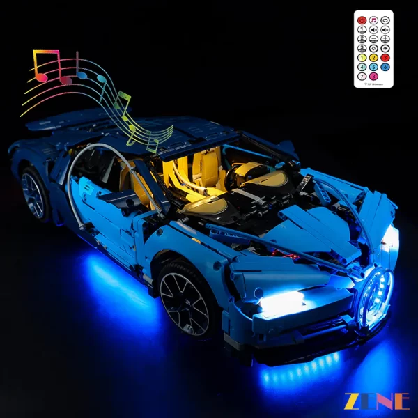Light Kit for LEGO Technic™ Bugatti Chiron #42083  Remote control & Sound version - Image 4